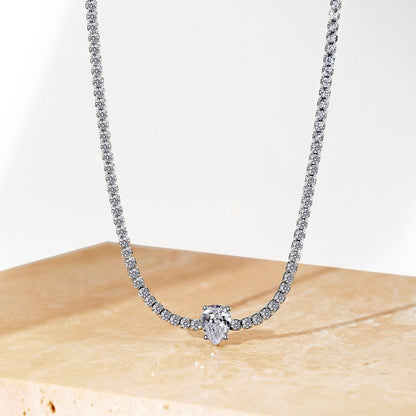 [Aurelle Style]1.0 carat Unique Pear Cut Tennis Necklace