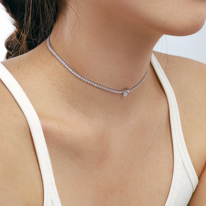 [Aurelle Style]1.0 carat Unique Pear Cut Tennis Necklace