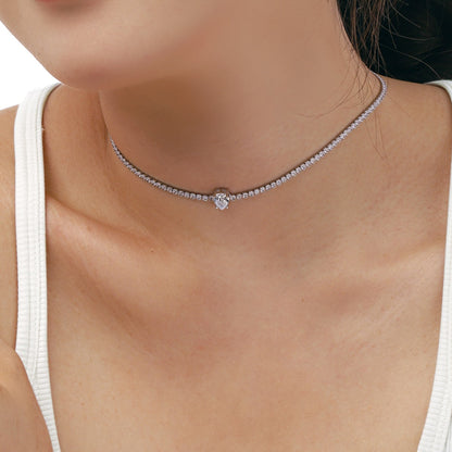 [Aurelle Style]1.0 carat Unique Pear Cut Tennis Necklace