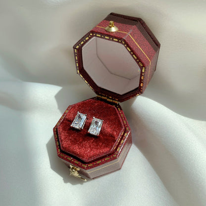 [Aurelle Style]Stylish Shiny Rectangular Center Stone Stud Earrings