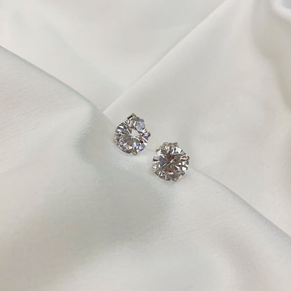 [Aurelle Style]Stylish Shiny Round Center Stone Stud Earrings