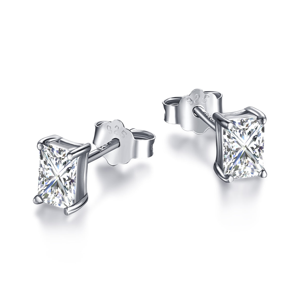 [Aurelle Style]Stylish Shiny Rectangular Center Stone Stud Earrings