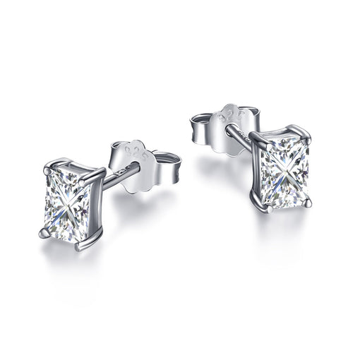 [Aurelle Style]Stylish Shiny Rectangular Center Stone Stud Earrings