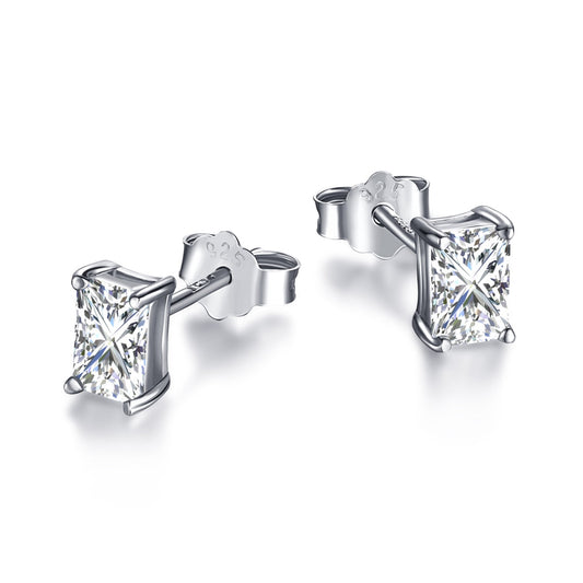 [Aurelle Style]Stylish Shiny Rectangular Center Stone Stud Earrings