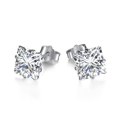 [Aurelle Style]Stylish Shiny Square Center Stone Stud Earrings