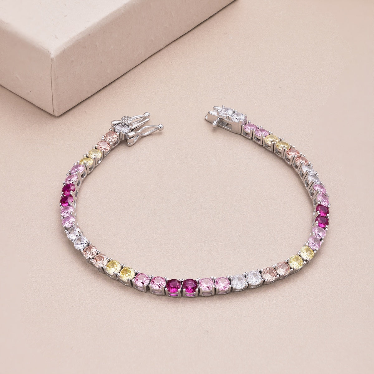 [Aurelle Style]Radiant Colorful Round Cut Tennis Bracelet