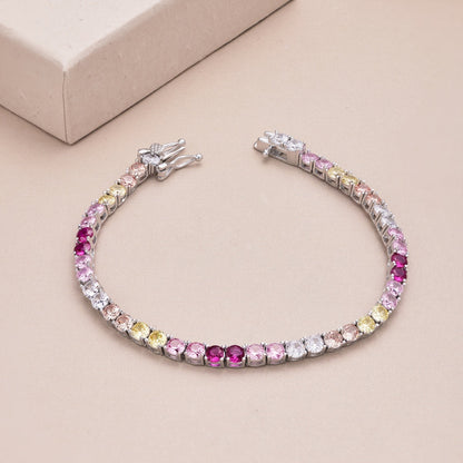 [Aurelle Style]Radiant Colorful Round Cut Tennis Bracelet
