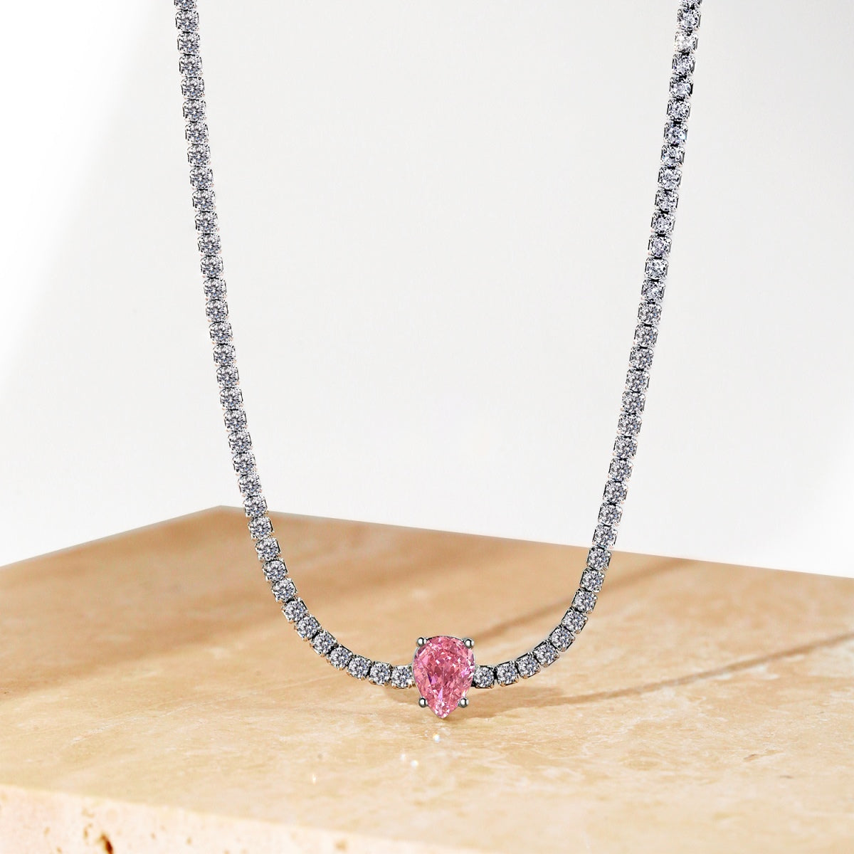 [Aurelle Style]1.0 carat Unique Pear Cut Tennis Necklace