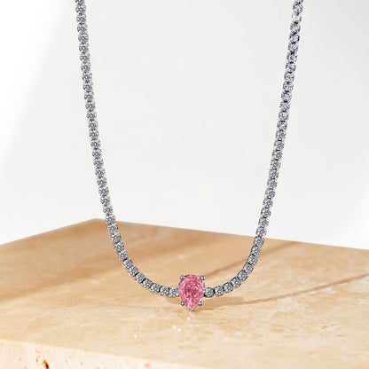[Aurelle Style]1.0 carat Unique Pear Cut Tennis Necklace
