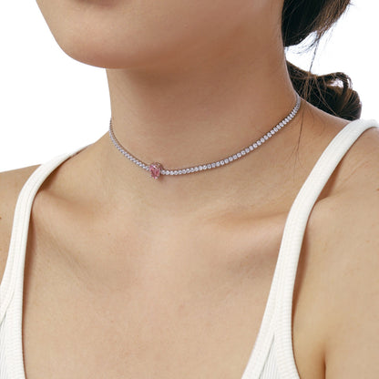 [Aurelle Style]1.0 carat Unique Pear Cut Tennis Necklace