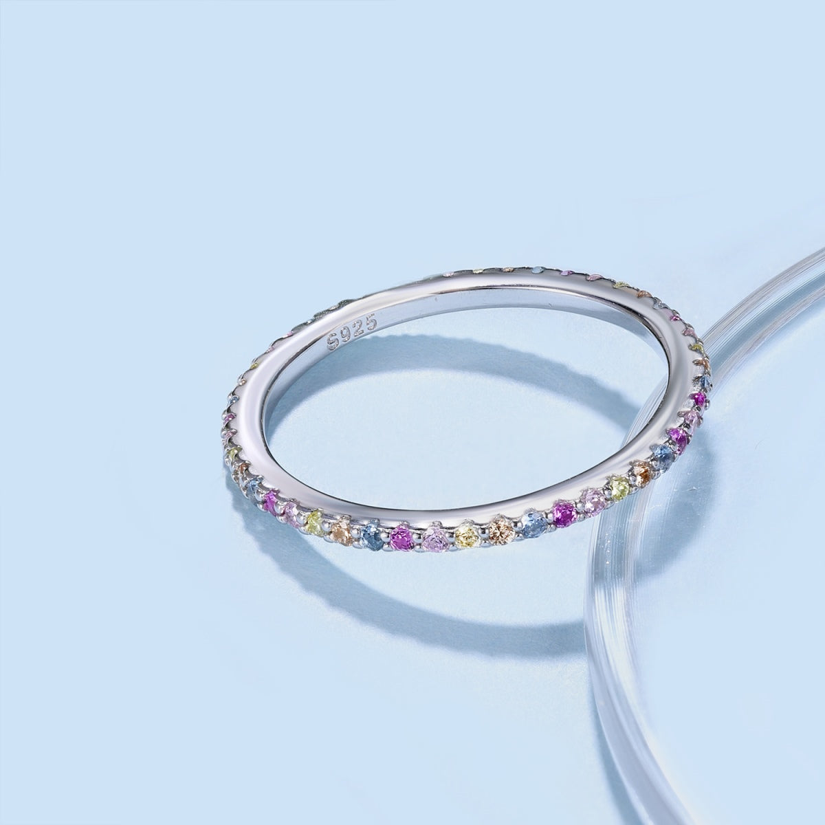 [Aurelle Style]Ornate Colorful Round Cut Tennis Ring