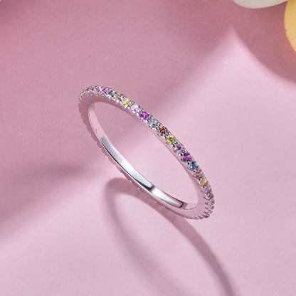[Aurelle Style]Ornate Colorful Round Cut Tennis Ring