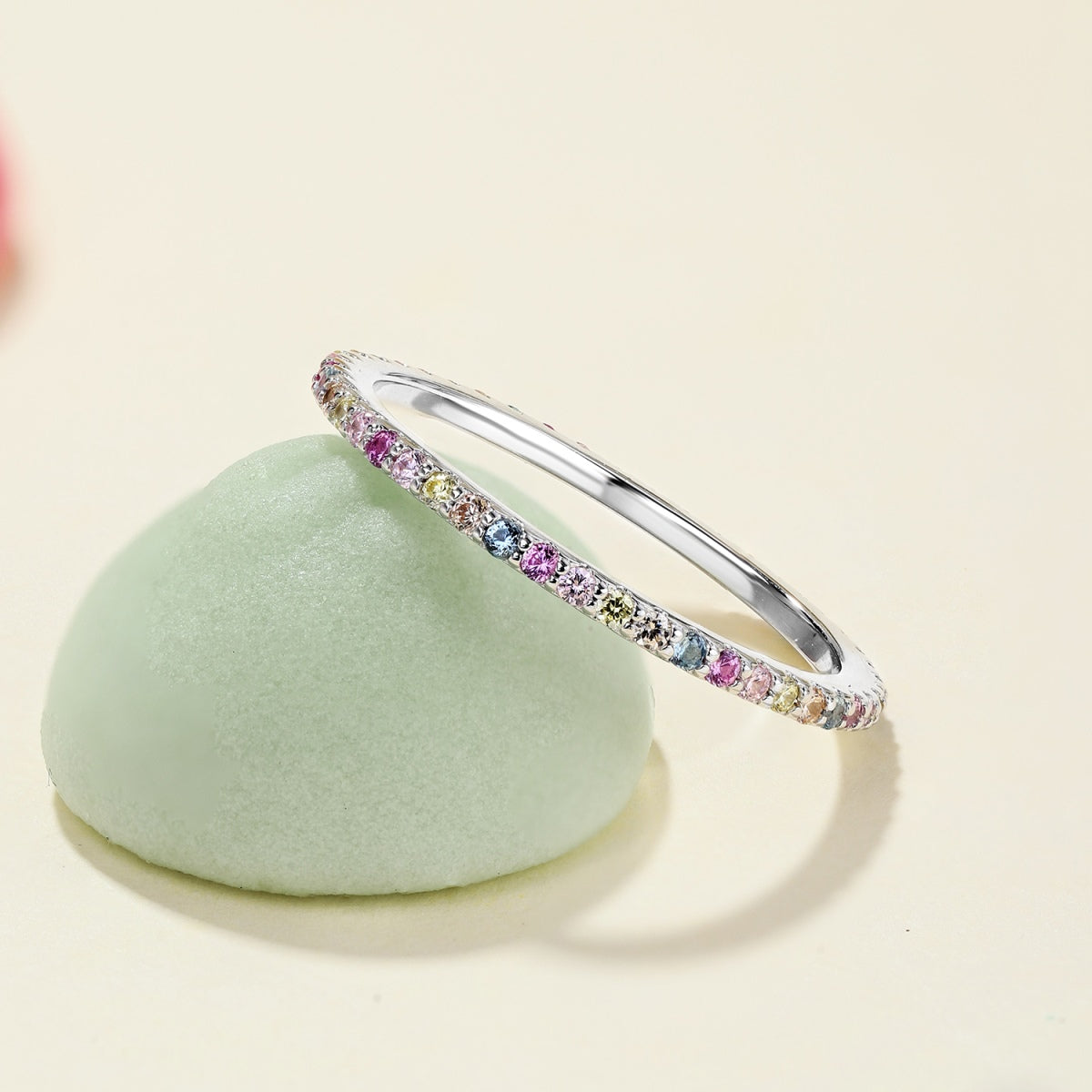 [Aurelle Style]Ornate Colorful Round Cut Tennis Ring
