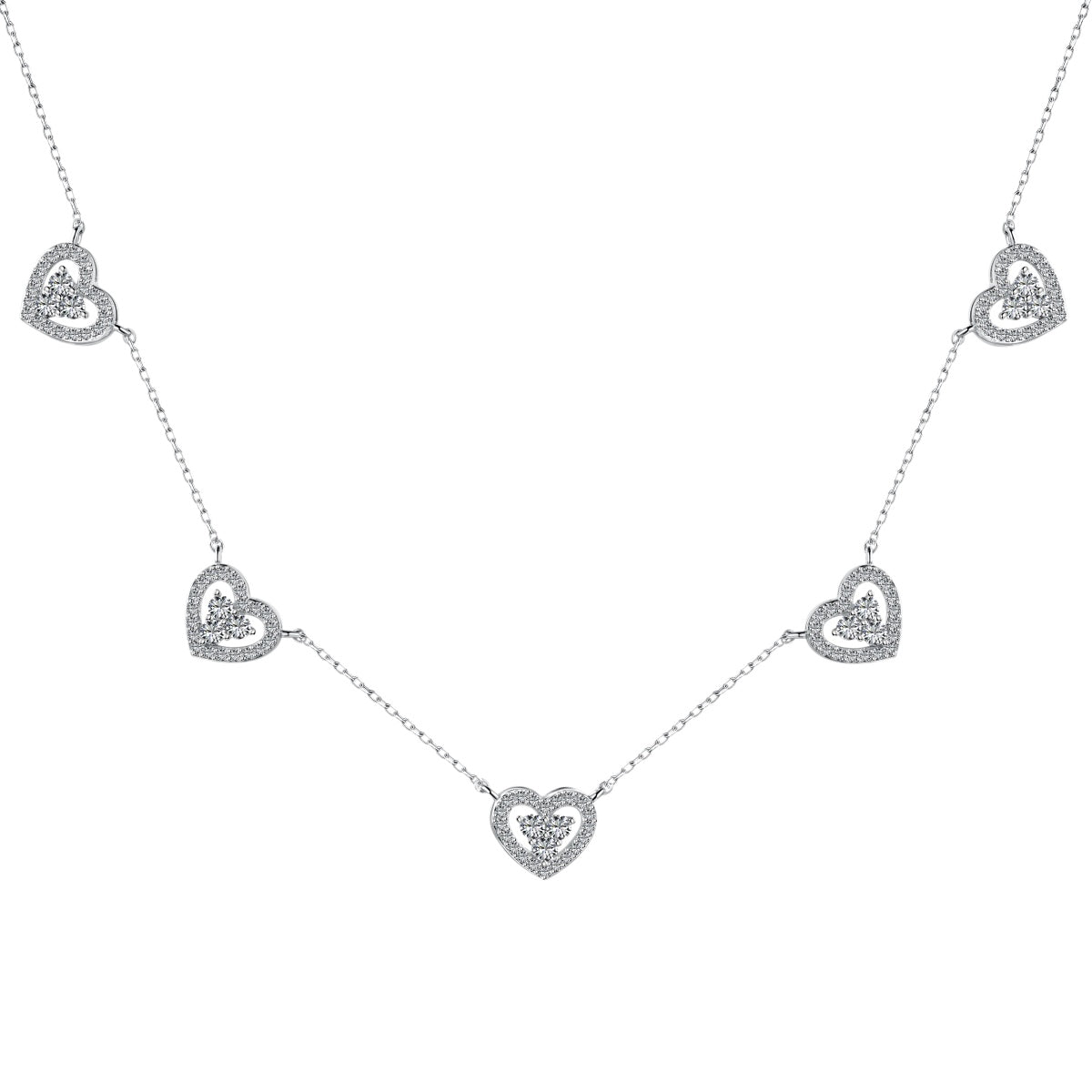 [Aurelle Style]Sparkling Five Heart Necklace