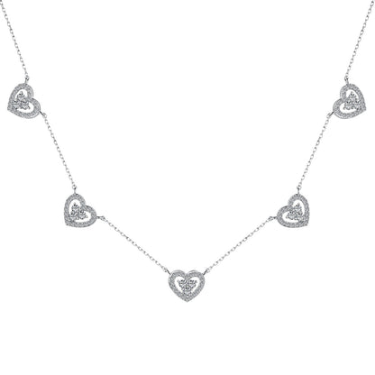 [Aurelle Style]Sparkling Five Heart Necklace