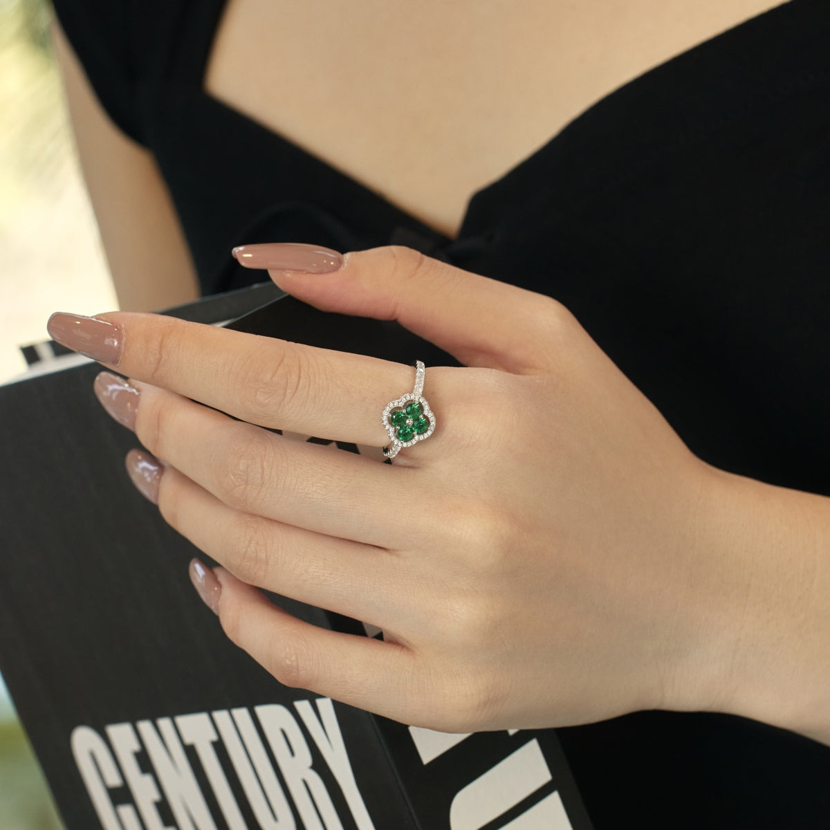 [Aurelle Style]Four Leaf Clover Flower Design Ring