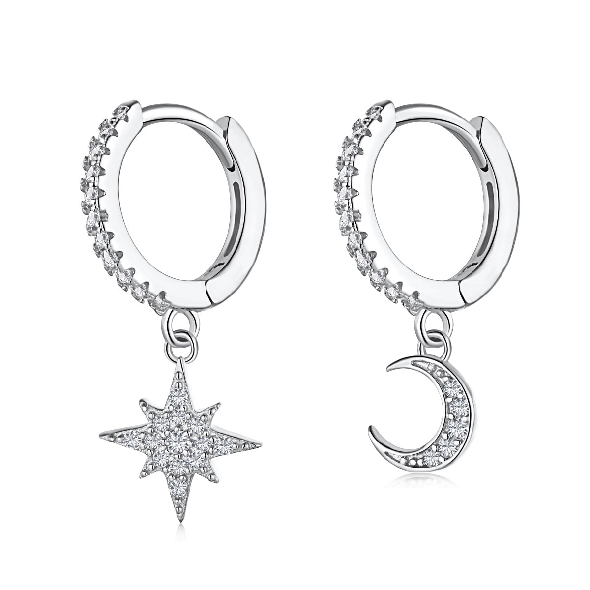 [Aurelle Style]Star and Moon Asymmetric Earrings