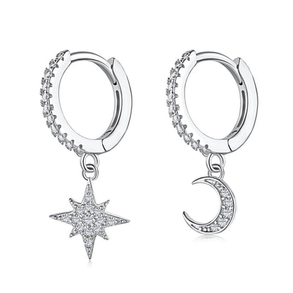 [Aurelle Style]Star and Moon Asymmetric Earrings
