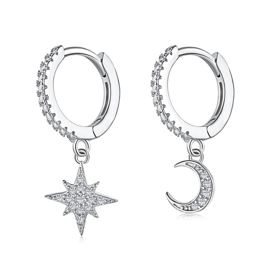 [Aurelle Style]Star and Moon Asymmetric Earrings