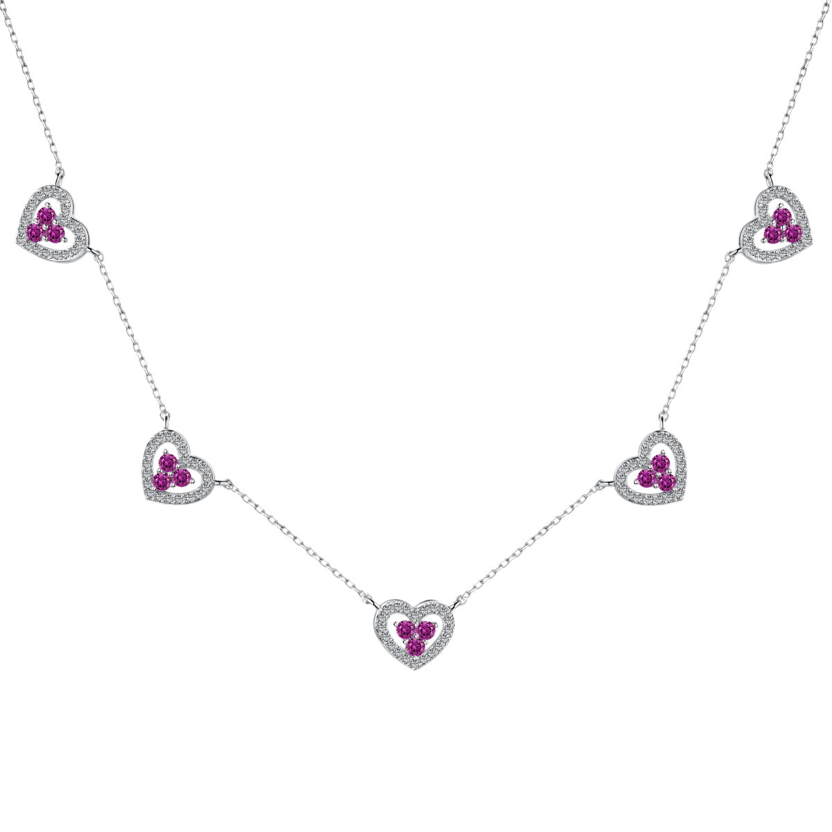 [Aurelle Style]Sparkling Five Heart Necklace