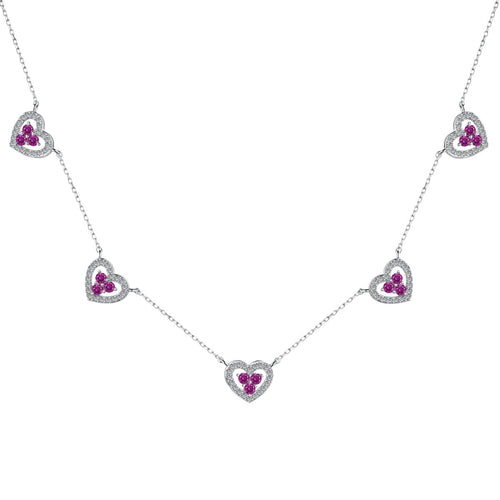 [Aurelle Style]Sparkling Five Heart Necklace