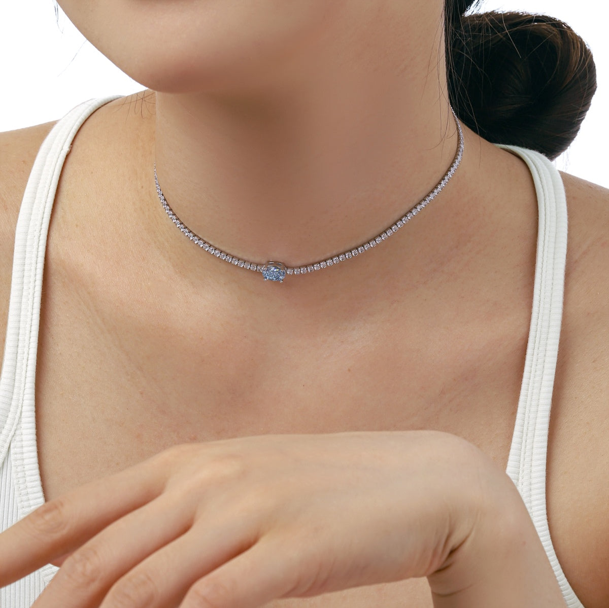 [Aurelle Style]1.0 Carat Shining Oval Cut Necklace