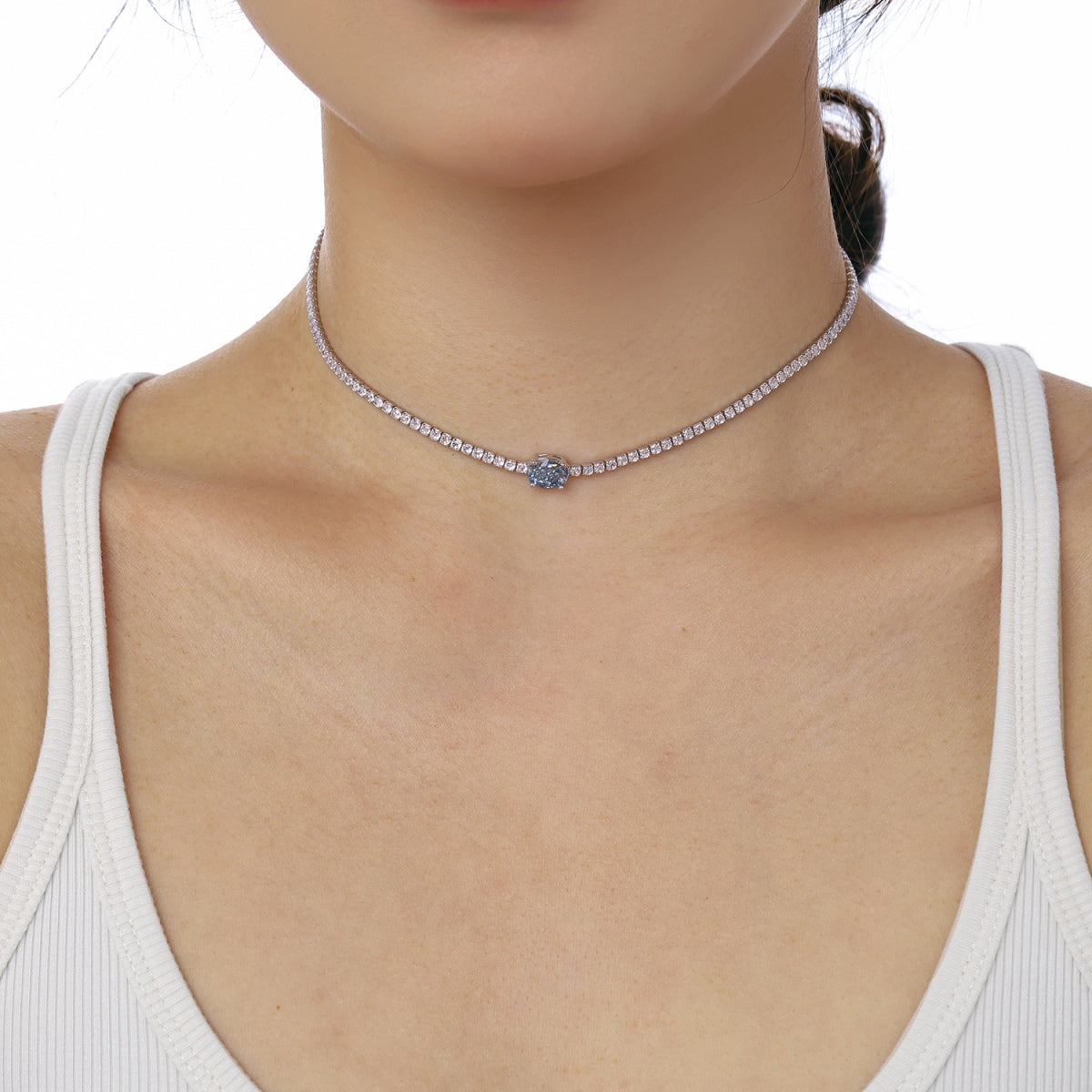 [Aurelle Style]1.0 Carat Shining Oval Cut Necklace