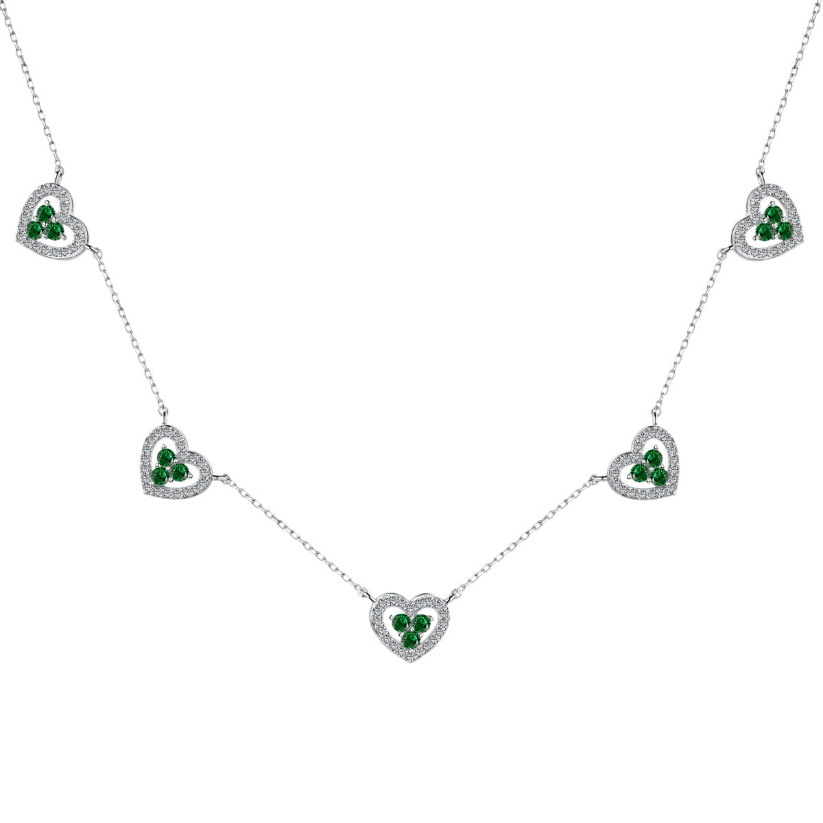 [Aurelle Style]Sparkling Five Heart Necklace