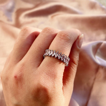 [Aurelle Style]Gorgeous Marquise Cut Tennis Ring