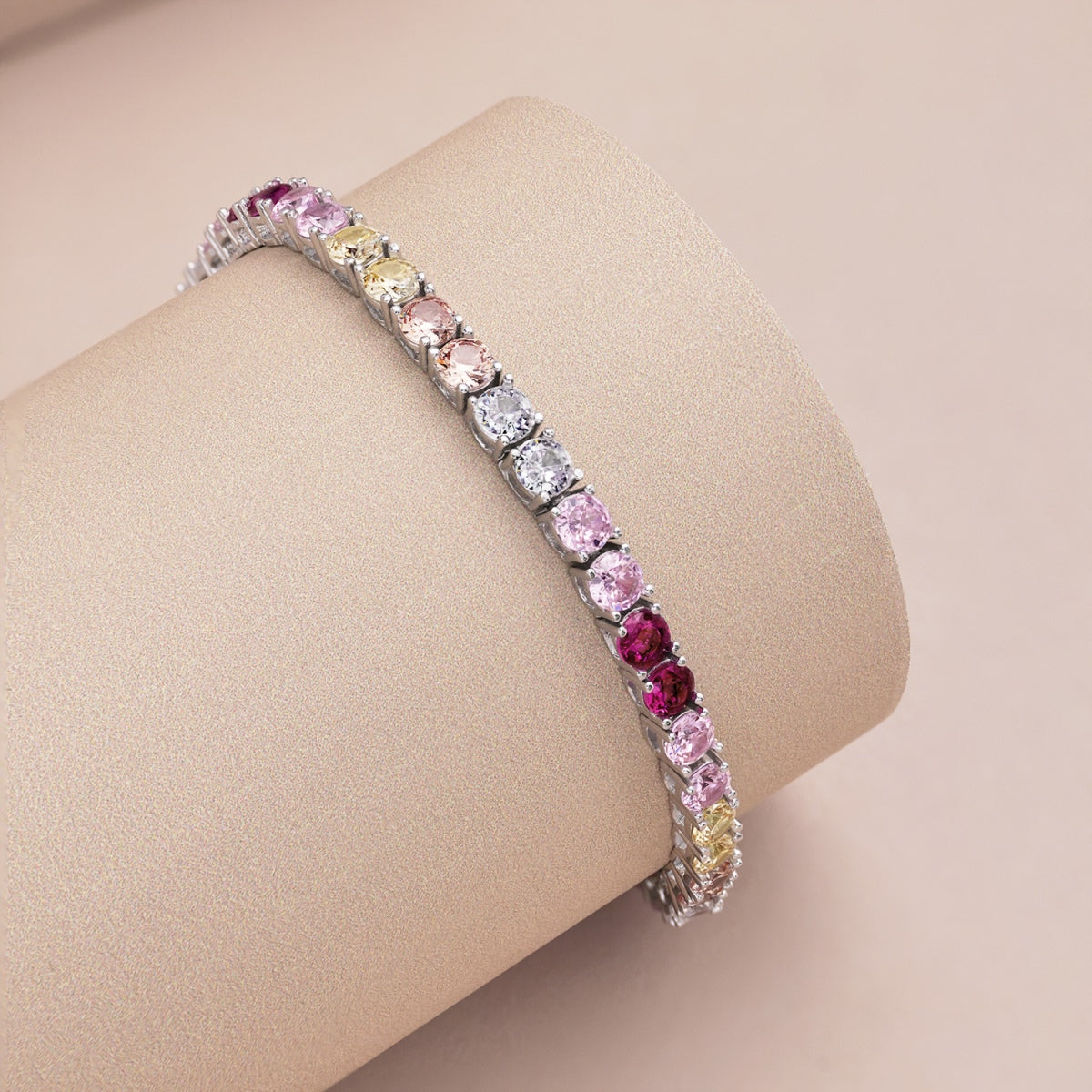 [Aurelle Style]Radiant Colorful Round Cut Tennis Bracelet