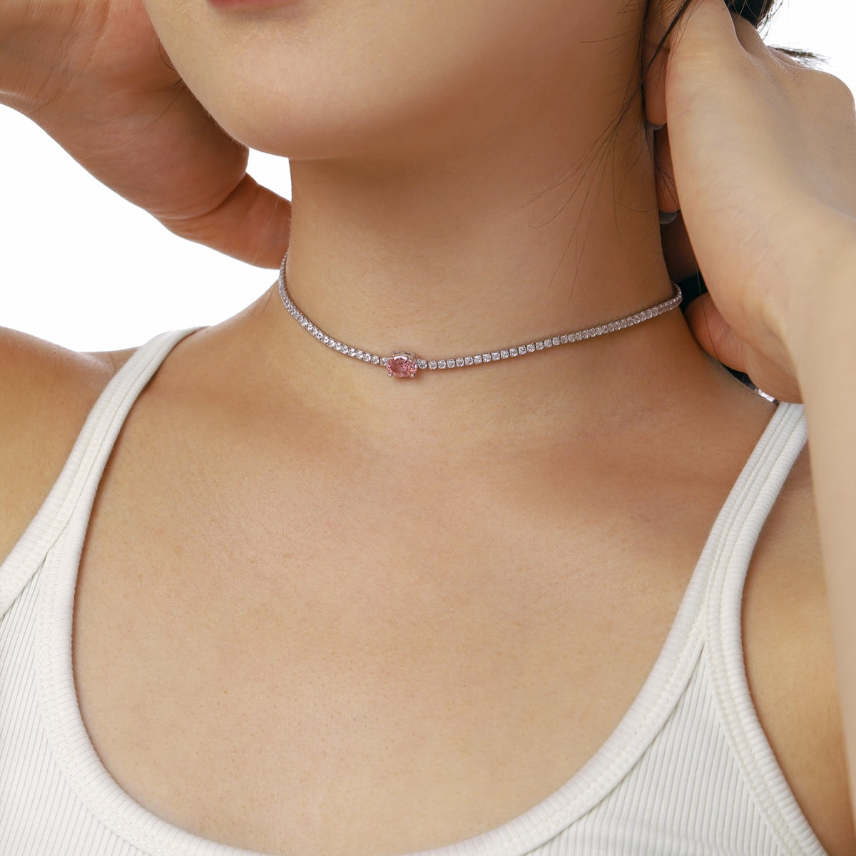 [Aurelle Style]1.0 Carat Shining Oval Cut Necklace