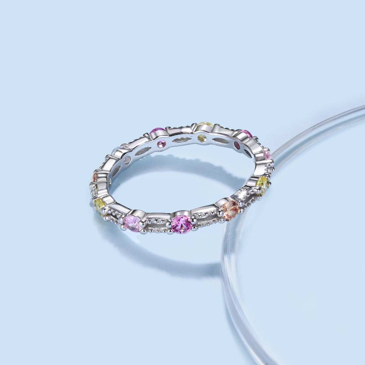 [Aurelle Style]Sparkling Colorful Round Cut Tennis Ring