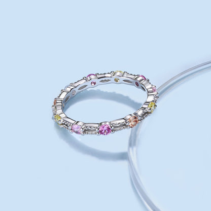 [Aurelle Style]Sparkling Colorful Round Cut Tennis Ring