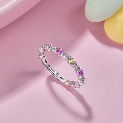 [Aurelle Style]Sparkling Colorful Round Cut Tennis Ring