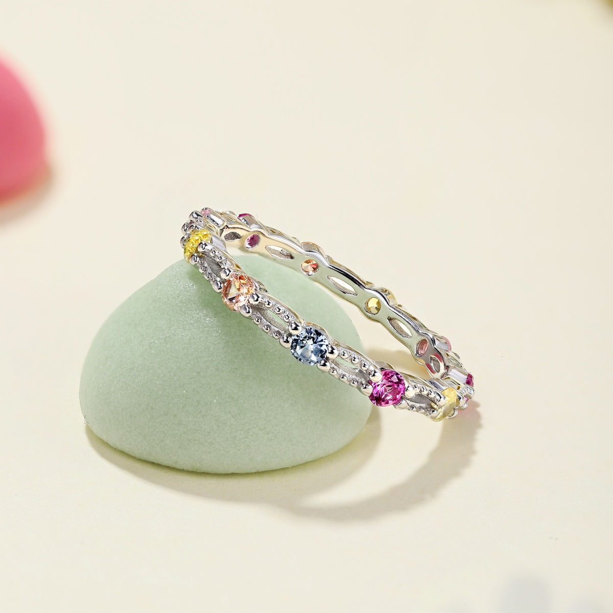 [Aurelle Style]Sparkling Colorful Round Cut Tennis Ring
