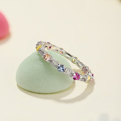 [Aurelle Style]Sparkling Colorful Round Cut Tennis Ring