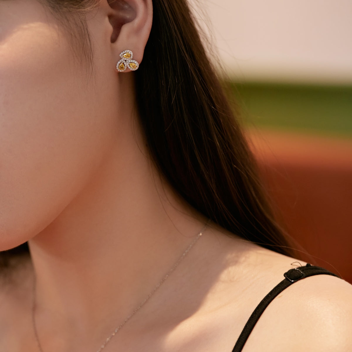[Aurelle Style]Ornate Flower Shape Pear Cut Lover Earrings