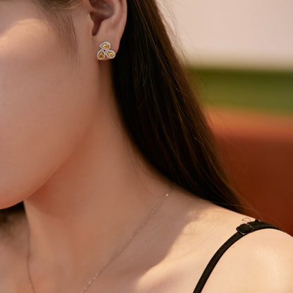 [Aurelle Style]Ornate Flower Shape Pear Cut Lover Earrings