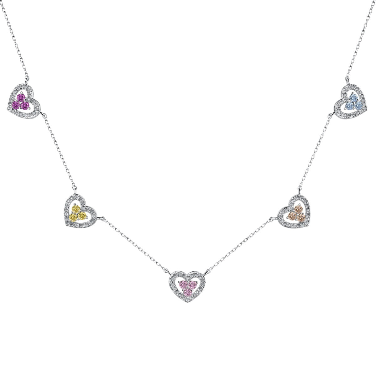 [Aurelle Style]Sparkling Five Heart Necklace
