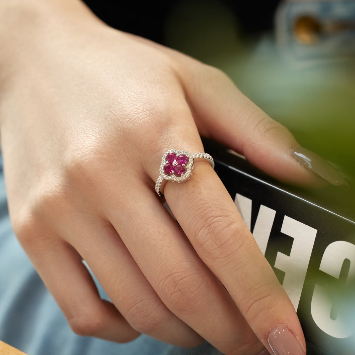 [Aurelle Style]Four Leaf Clover Flower Design Ring
