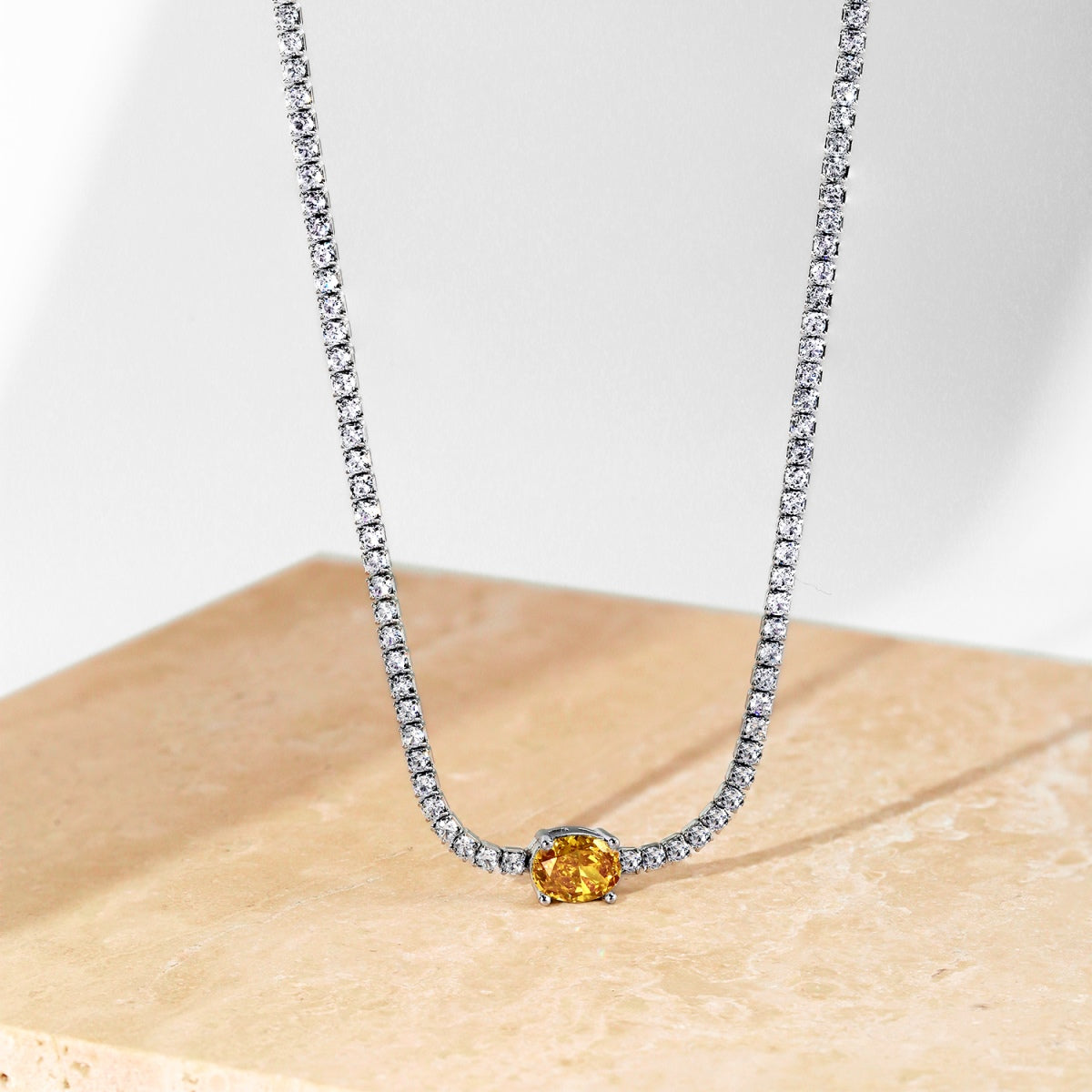 [Aurelle Style]1.0 Carat Shining Oval Cut Necklace