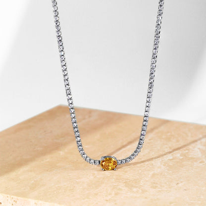 [Aurelle Style]1.0 Carat Shining Oval Cut Necklace