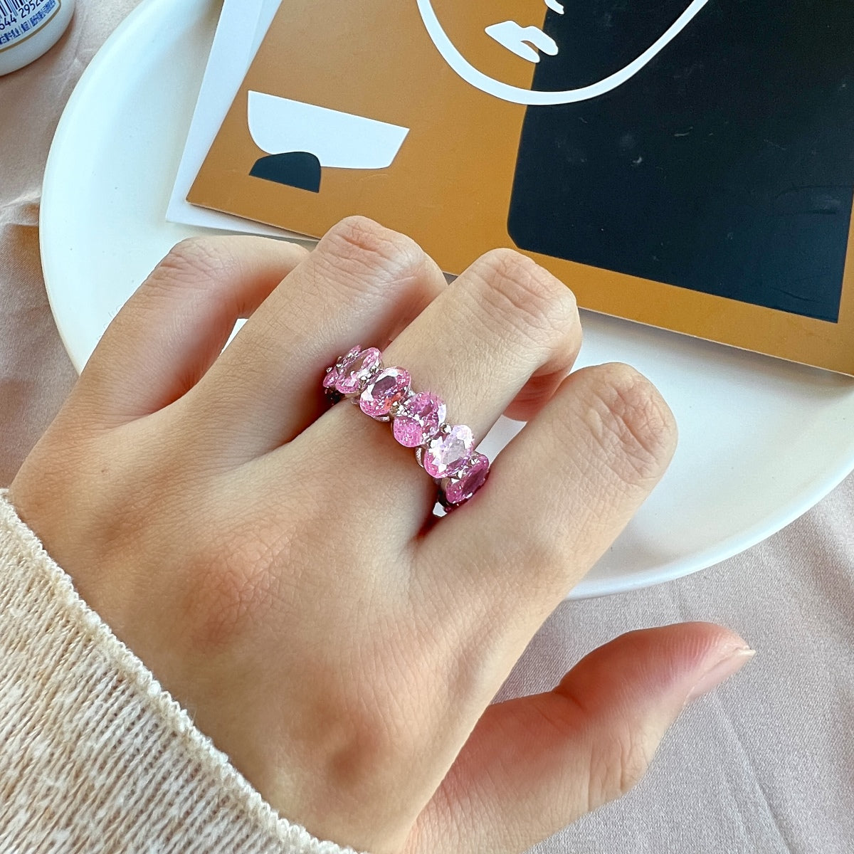 [Aurelle Style]Dainty Elongated Cushion Cut Tennis Ring