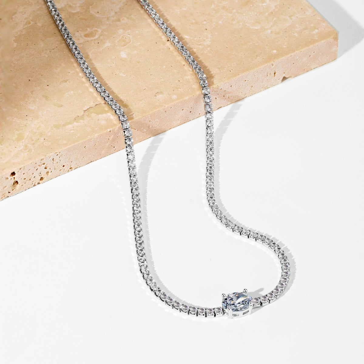 [Aurelle Style]1.0 Carat Shining Oval Cut Necklace