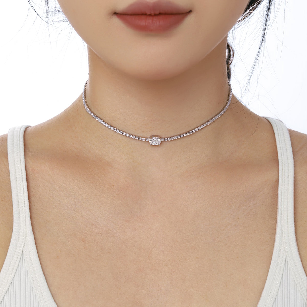 [Aurelle Style]1.0 Carat Shining Oval Cut Necklace