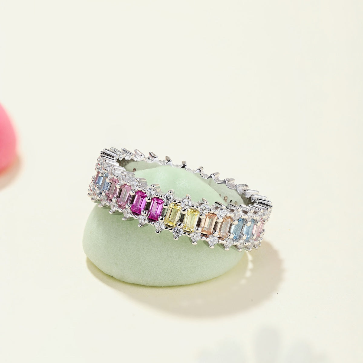 [Aurelle Style]Splashy Ornate Emerald Cut Cocktail Ring