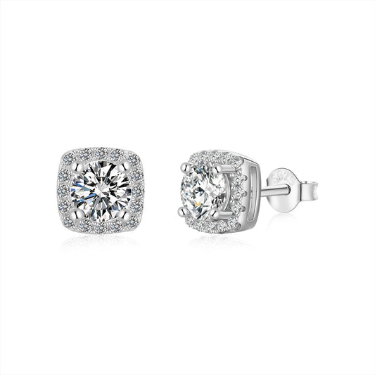 [Aurelle Style]Classic Round Center Stone Stud Earrings