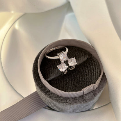 [Aurelle Style]1.0 Carat Radiant Princess Cut Wedding Earrings