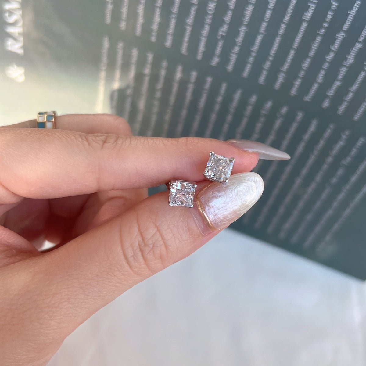 [Aurelle Style]1.0 Carat Radiant Princess Cut Wedding Earrings