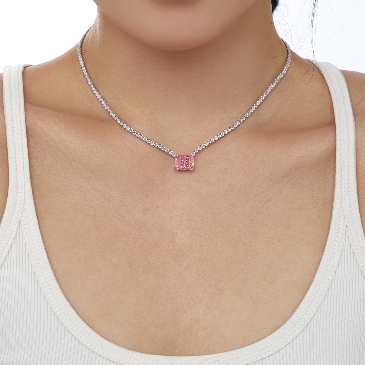 [Aurelle Style]4.0 Carat Elegant Radiant Cut Necklace